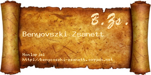 Benyovszki Zsanett névjegykártya
